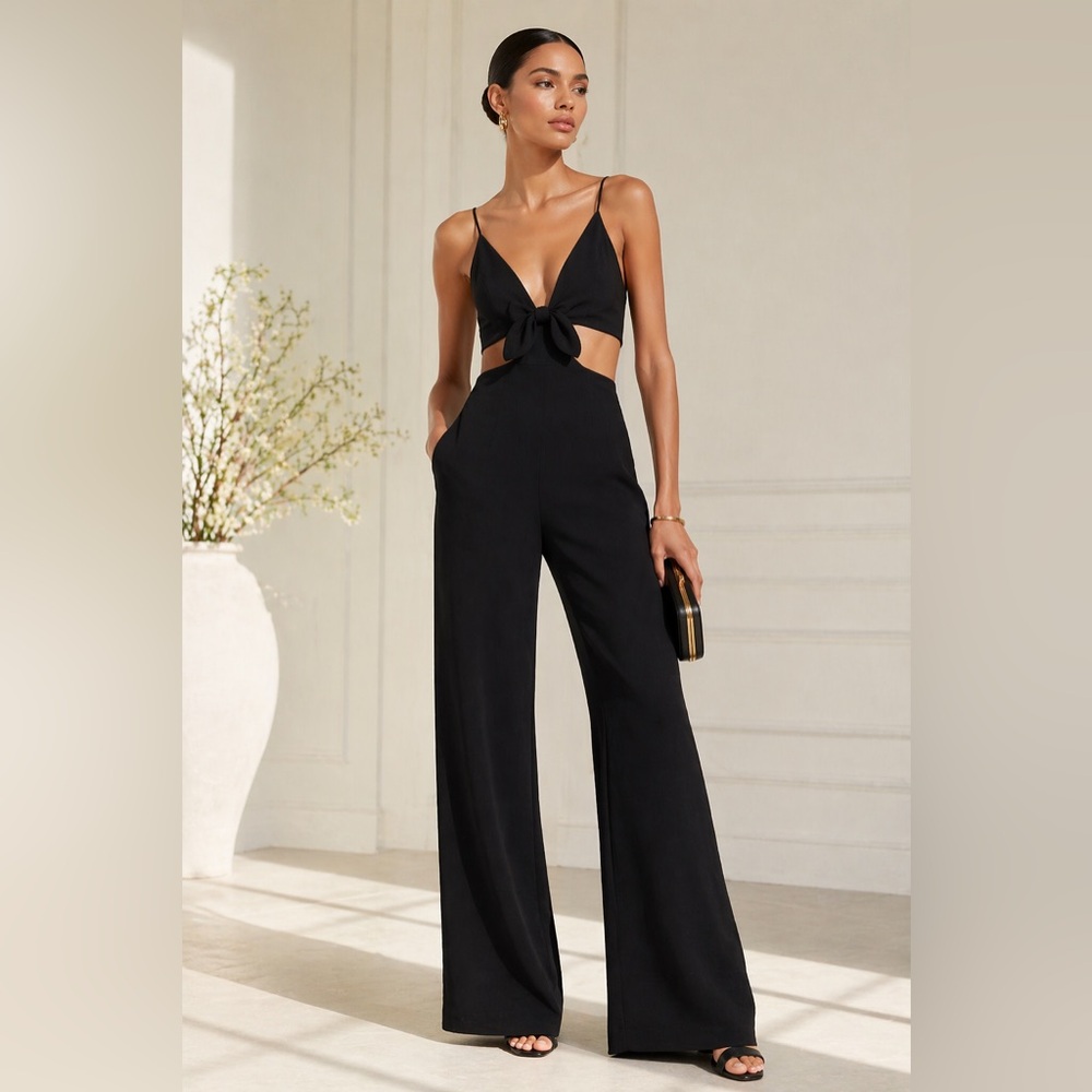 Alice & Olivia Havana Bow Embellished Cutout Jumpsuit MSRP‎ $395 size 4